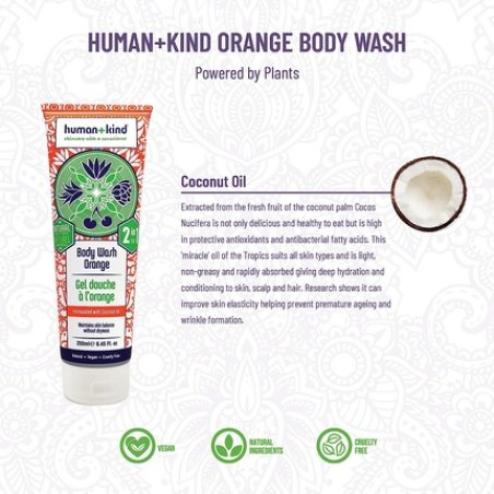 Human Kind Orange Body Wash 2 in 1 with Coconut Oil 8.45 fl oz/250 ml