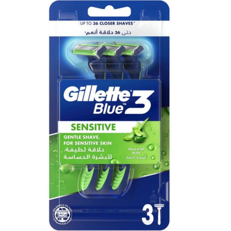 Gillette Blue3 Sensitive Disposable Razors With Comfort
