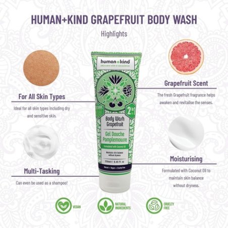 Human Kind Grapefruit Body Wash 2 in 1 with Coconut Oil 8.45 fl oz/250 ml