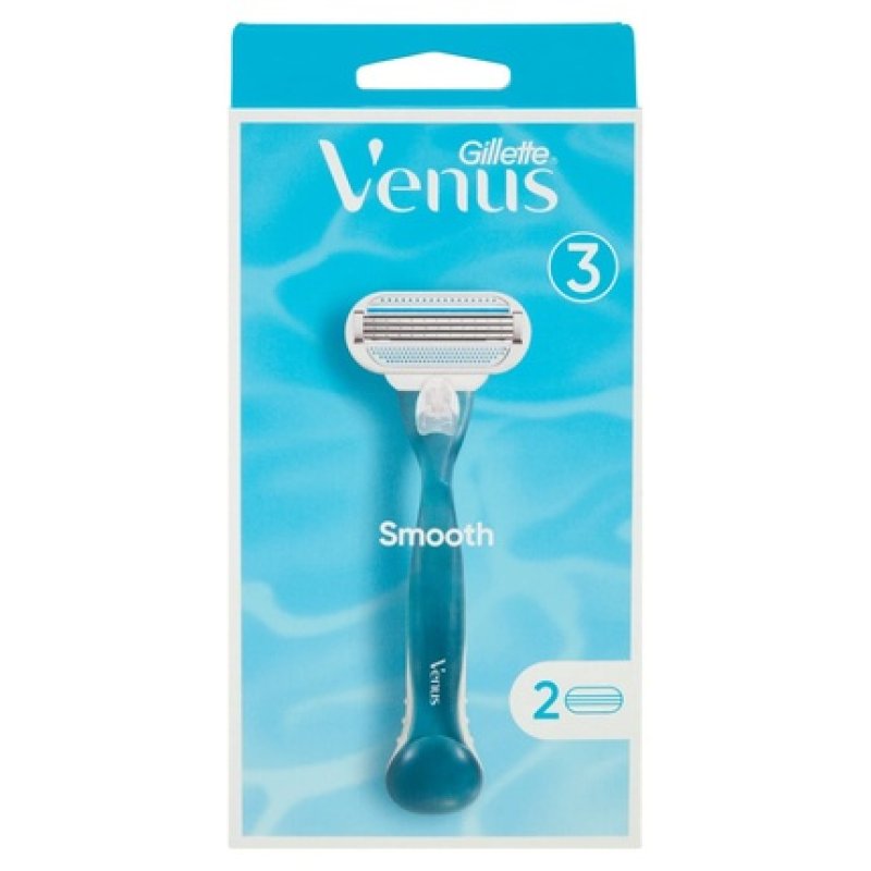 Gillette Venus Smooth Women's Shaver with 2 Razor Blades and 3 Blades with Protective Pad