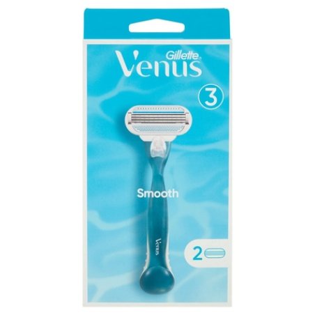 Gillette Venus Smooth Women's Shaver with 2 Razor Blades and 3 Blades with Protective Pad