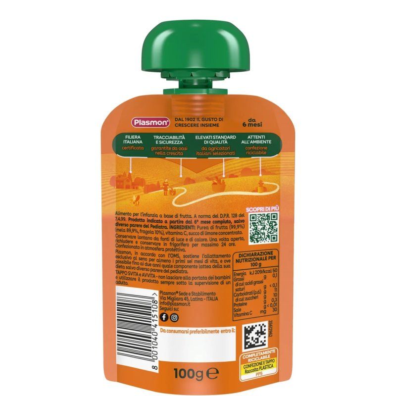 Plasmon 76018879 aliment à base de fruits pour bébé 100 g 1 pièce(s)
