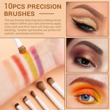 Jessup Precision Makeup Brushes 10Pcs Eye Makeup Brush Set Premium Synthetic Eyeshadow Concealer Eyeliner Eyebrow