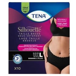Tena Silhouette Black Low Waist Size L - 10 Units