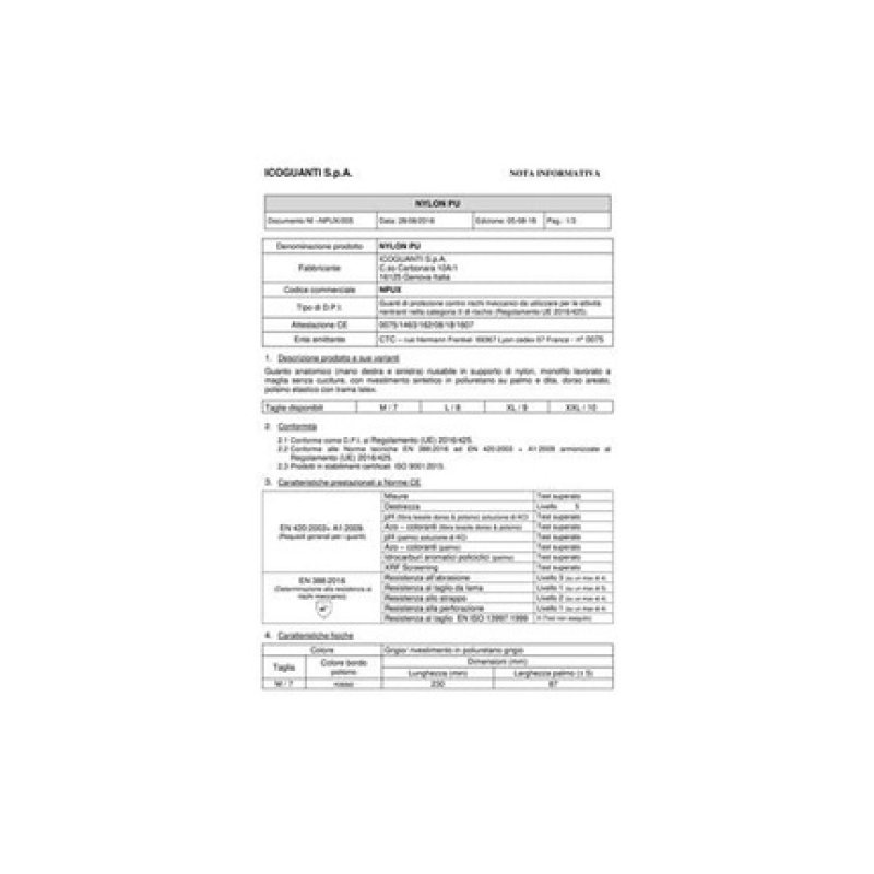 Icoguanti Reusable Gloves Nylon/Polyurethane XL Gray