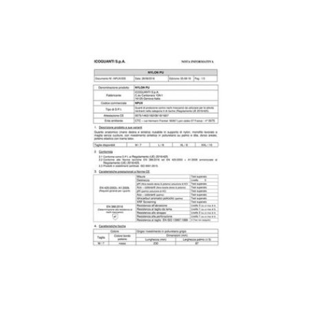 Icoguanti Reusable Gloves Nylon/Polyurethane XL Gray