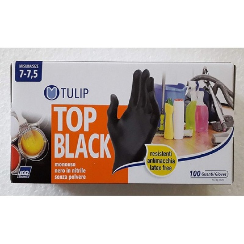 Guanti Disposable Nitrile Gloves Black - Size M 100 Pieces