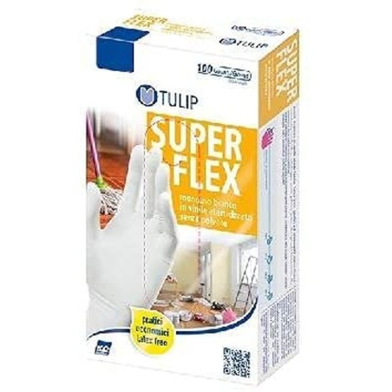 Tulip Disposable Gloves, White, Made Of Elastic Vinyl, 9-9.5