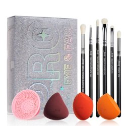 Jessup Makeup Sponge Set 3pcs Eyeshadow Brush Set 6pcs Makeup Brush Cleaner