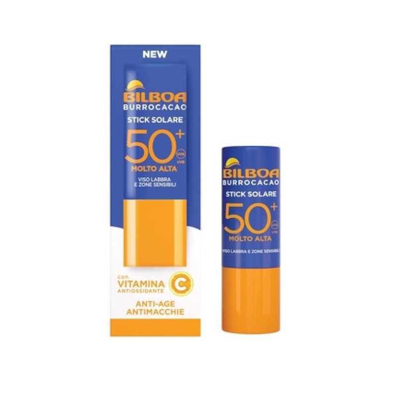 Bilboa Sun Stick SPF 50 with Vitamin C for Sensitive Areas like Lips, Tattoos, Scars - 12ml