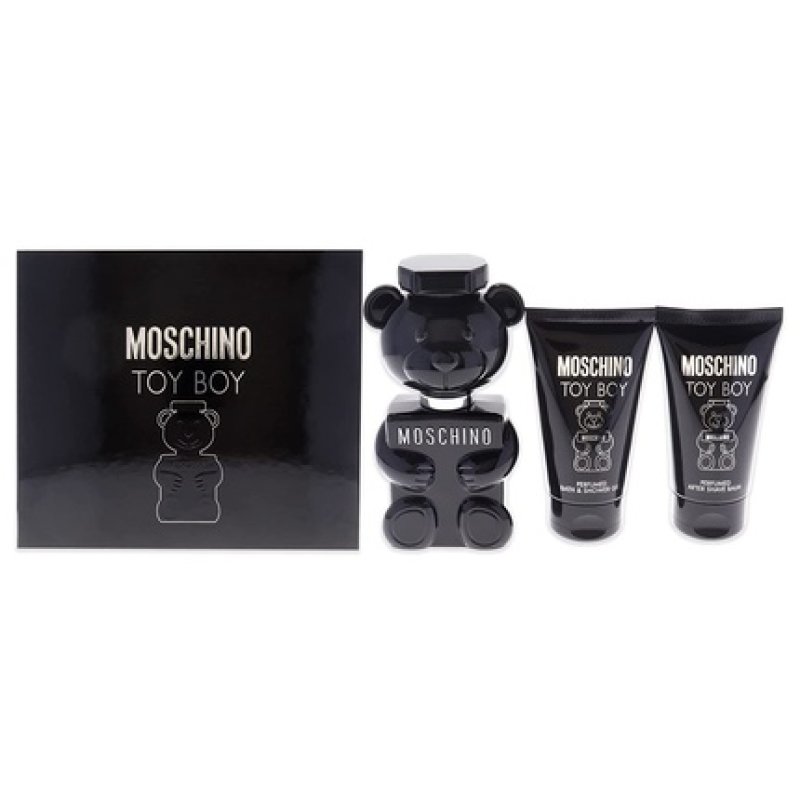 Moschino Toy Boy Men 3 Piece Gift Set 1.7oz EDP Spray, 1.7oz Bath and Shower Gel, 1.7oz After Shave Balm