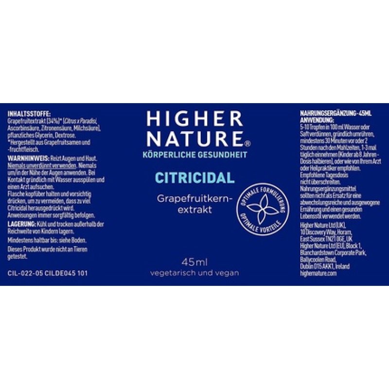 Citricidal Liquid 45ml Higher Nature