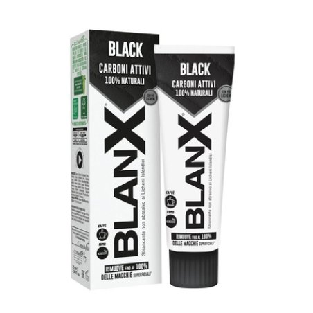 Blanx Black Toothpaste - Whitening Toothpaste with Icelandic Lichen and Activated Charcoal - 100% Natural, Removes