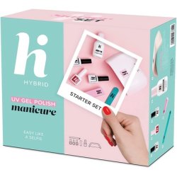 Hi Hybrid Ultimate Home Starter Set with 24W UV LED Lamp, Soak-Off Red Gel Nail Polish, Top & Base Coat, Remover and