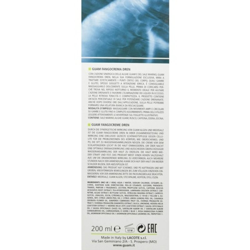 GUAM Fangocrema Dren Active Mud Cream 200ml