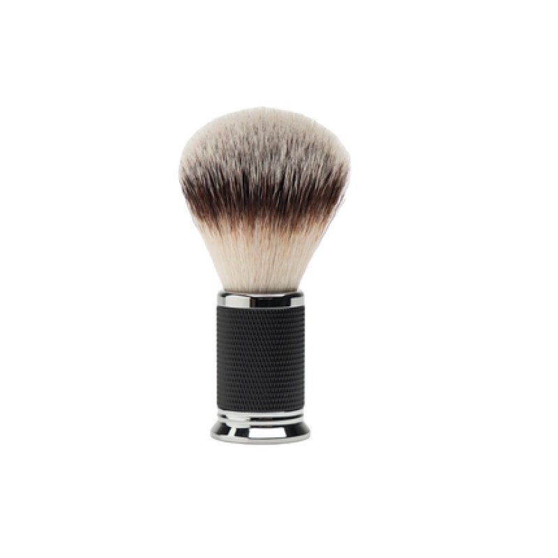 Depot Vintage Artificial Fiber Face Shaving Brush - Black And Silver
