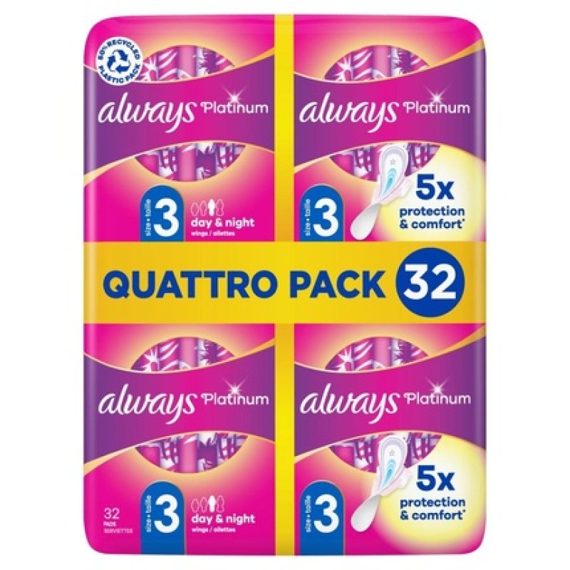 Always Platinum Day & Night Sanitary Pads Mt 3