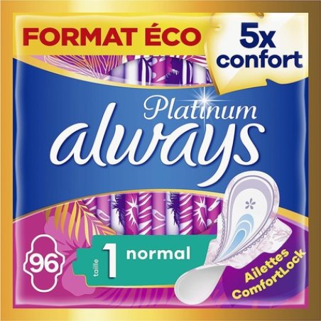 Always Platinum Damenbinden with Wings Normal Plus Eco 5 Comfort Sizes Size 1