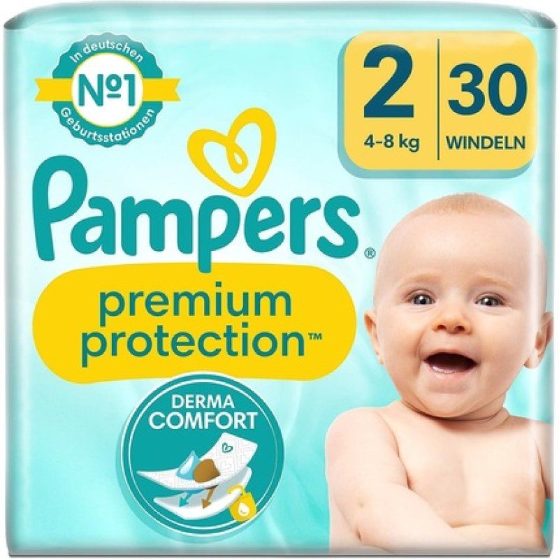 Pampers Premium Protection Size 2 Diapers 30 Diapers 4kg - 8kg Comfort and Protection for Sensitive Skin