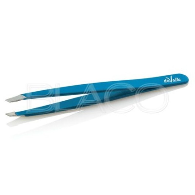 Stainless Steel Slanted Tip Eyebrow Tweezers - Blue