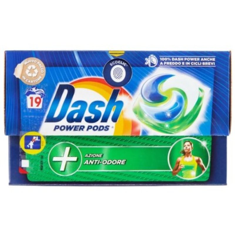 Dash Pods Power Ecodosi Laundry Detergent 19pcs Anti Odor