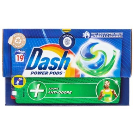 Dash Pods Power Ecodosi Laundry Detergent 19pcs Anti Odor