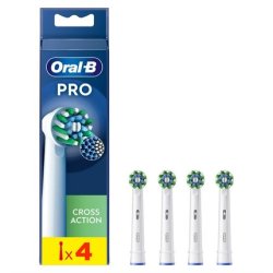 Oral B Power Pro Crossaction Electric Toothbrush Replacement Heads - Pack Of 4, White