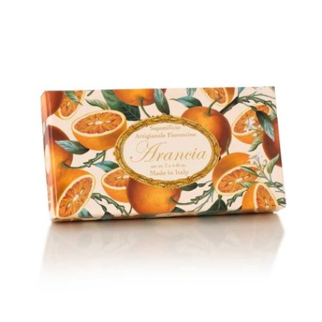 Italian Fiorentino Orange Soap Rectangular 125g x 3 with Decorative Engraving