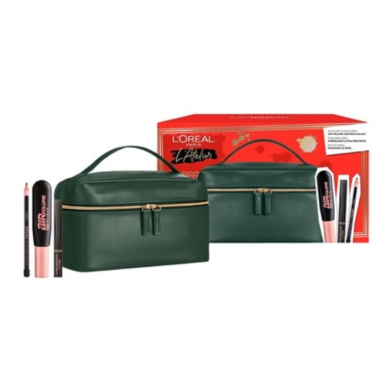 Set L`Oreal Mascara Black Air Volume 30 H Mega Black Le Khol Midnight Black 101 Superliner Black Kosmetyczka