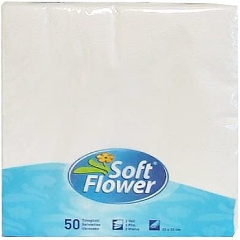 Soft Flower Bianchi 33x33 2 V.*50 Pz. Tovag. - Napkins And Tablecloths