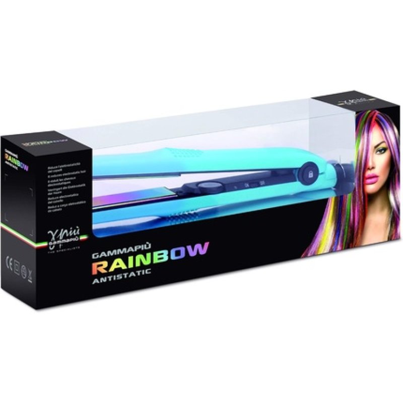 Gamma Più Professional Hair Straightener Rainbow Long Smooth Effect Iron Eliminates Electrostaticity Locking Button
