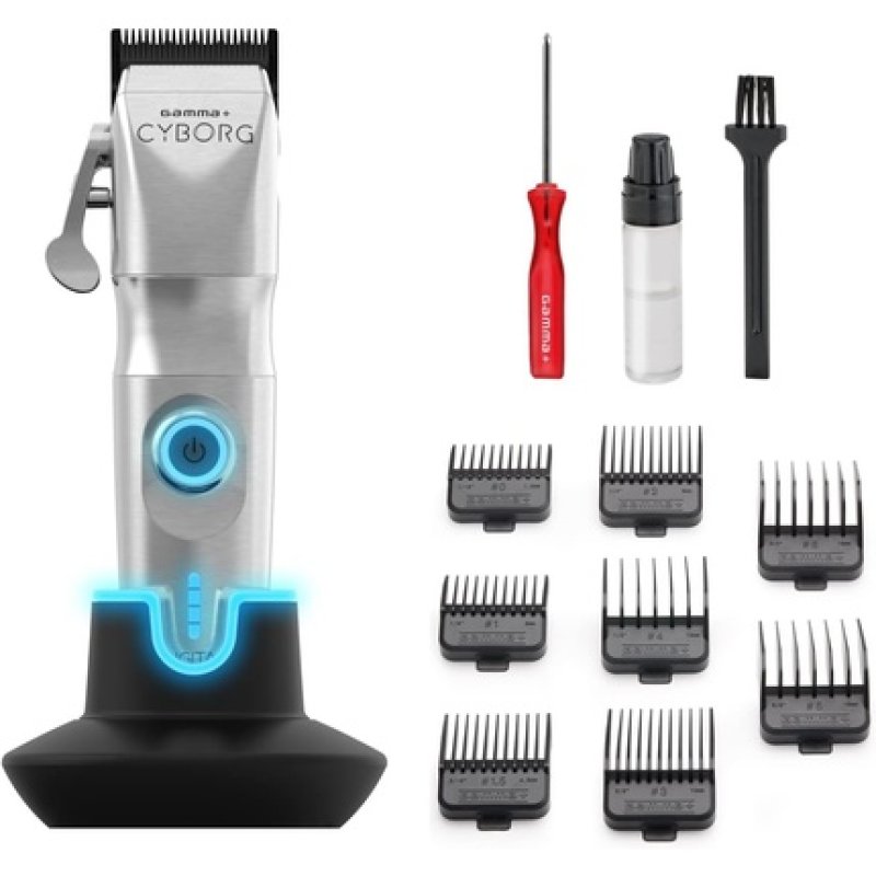 GAMMAPIU' Cyborg Professional Men's Hair Clipper with Brushless Motor 200 Minutes Cordless Autonomy Two Blade