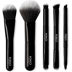 Kiko Milano Travel Brush Set with Pouch and 5 Professional Brushes