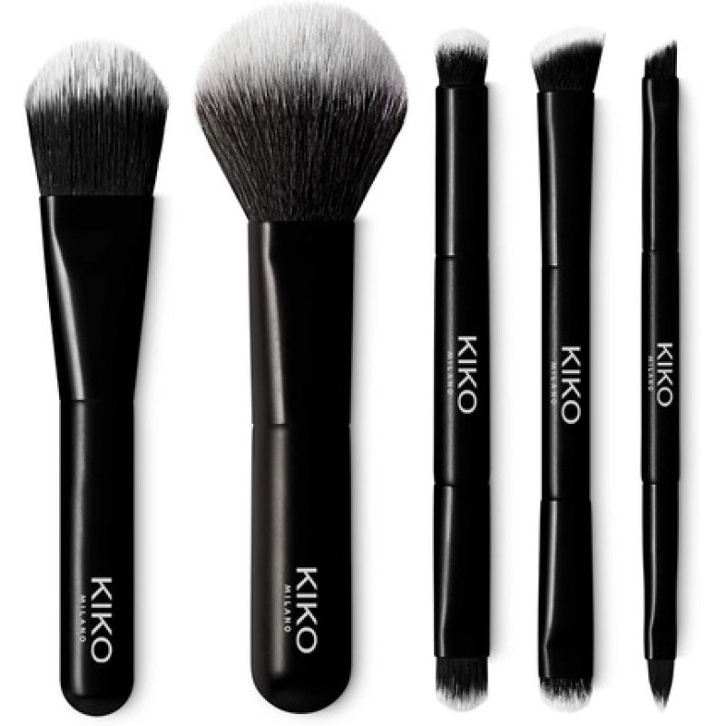 Kiko Milano Travel Brush Set with Pouch and 5 Professional Brushes
