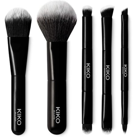 Kiko Milano Travel Brush Set with Pouch and 5 Professional Brushes
