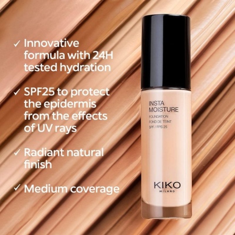 KIKO Milano Instamoisture Foundation 01 Perfecting and Moisturising SPF 25 Liquid Foundation 1 Rose