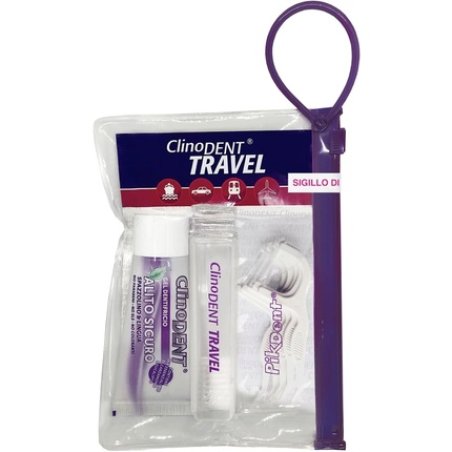 Clinodent Travel Oral Hygiene Kit - Bag, Lockable Toothbrush, Mouthwash Gel for Fresh Breath without Rinsing, Dental