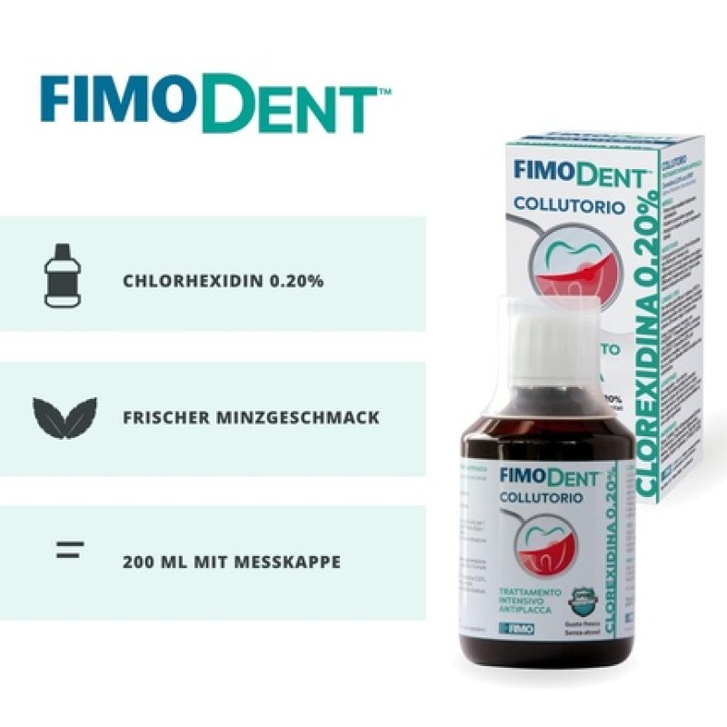 Fimodent Mouthwash Chlorhexidine 0.20% with SPDD Dental Discolor Protection System and Pleasant Mint Flavor 200ml