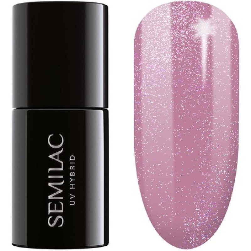 Semilac UV Nail Polish Shimmer Dust Pink 319 7ml - Color-Intensive and Long-Lasting Nail Polish for Fingernails