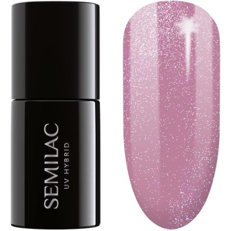 Semilac UV Nail Polish Shimmer Dust Pink 319 7ml - Color-Intensive and Long-Lasting Nail Polish for Fingernails