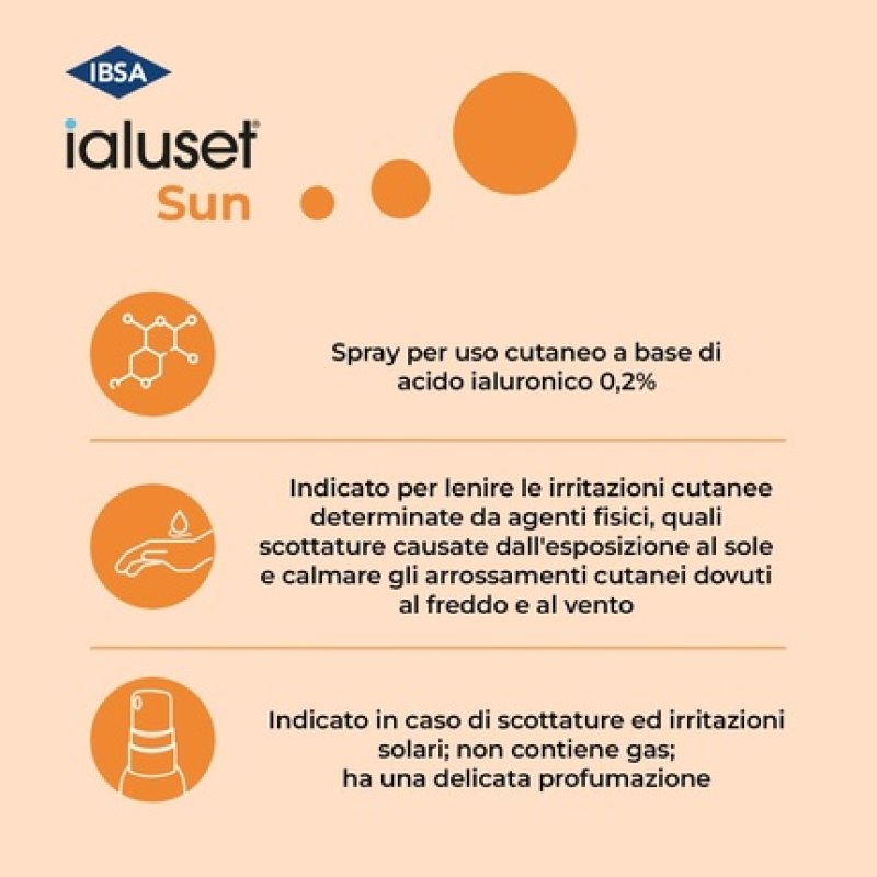 Ialuset Sun 100ml Hyaluronic Acid Spray for Relieving Symptoms of Sunburn and Sun Irritation