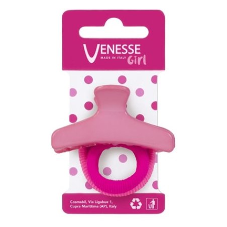 VENESSE PINZA BIMBA MINI PARUCCHIERE 2 ELASTICI FILANCA Hair Clips with 2 Elastic Bands