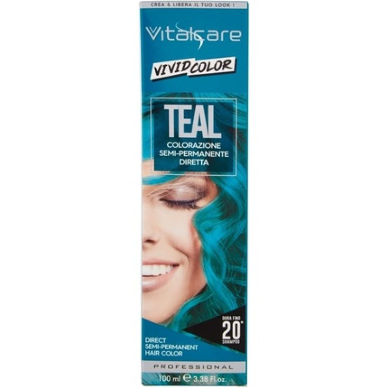 Vitalcare Vivid Professional Semi-Permanent Hair Color Dye Teal - Duration Up to 20 Washes