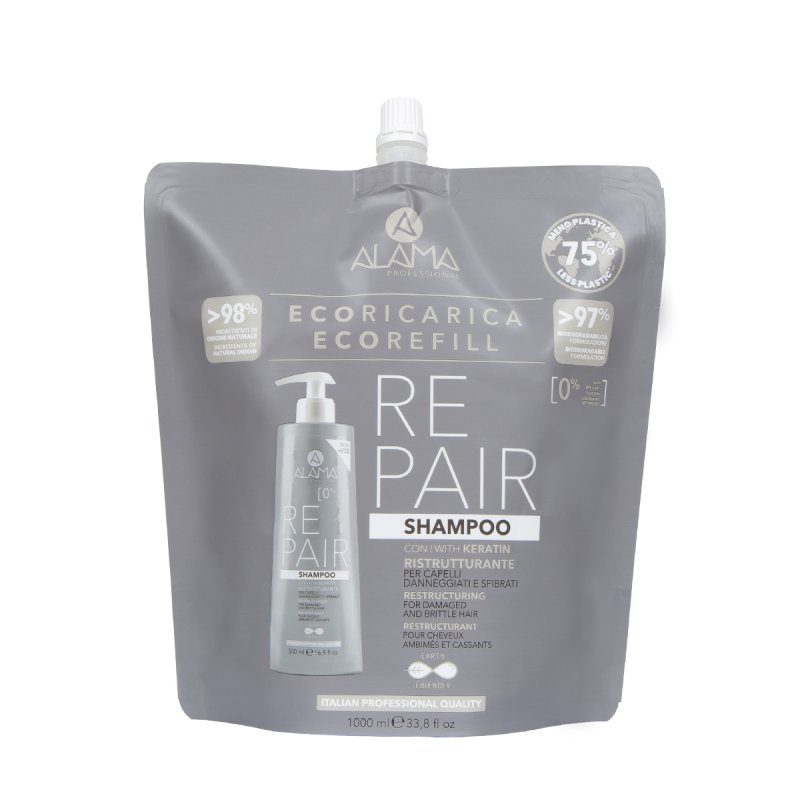 Alama Repair Shampoo Eco Refill 1000ml Shampoing Professionnel Femmes