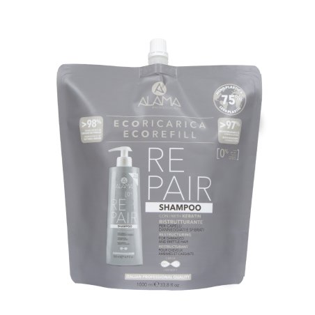 Alama Repair Shampoo Eco Refill 1000ml Shampoing Professionnel Femmes