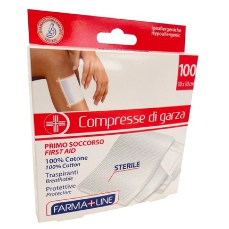 Farmaline Sterile Gauze Pads 10x10 cm 100 Pcs 100% Cotton