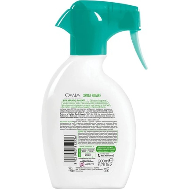 Omia Protective Sun Spray SPF50 for Face and Body with Aloe Vera from Salento 200ml