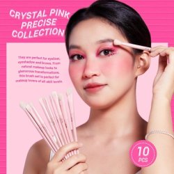 Jessup Eyeshadow Brush Set 10Pcs Pink Eye Makeup Brushes Concealer Premium Synthetic Eyeliner Smudge Crease Blending