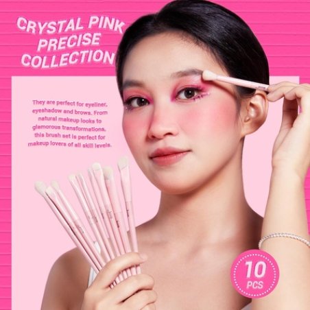 Jessup Eyeshadow Brush Set 10Pcs Pink Eye Makeup Brushes Concealer Premium Synthetic Eyeliner Smudge Crease Blending