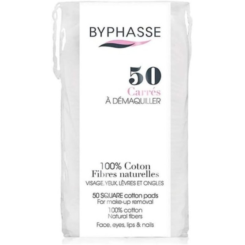 Byphasse 50 Square Cotton Natural Makeup Remover Pads